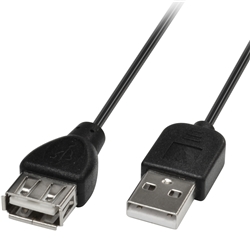 USB2.0ケーブル スリム A-A 1.5m ブラック