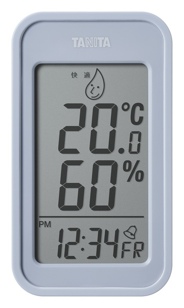 デジタル温湿度計 ブルーグレー