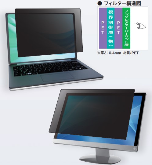 覗き見防止フィルター Looknon-N9 モバイル・ノートPC用 13.3インチ（16：10）