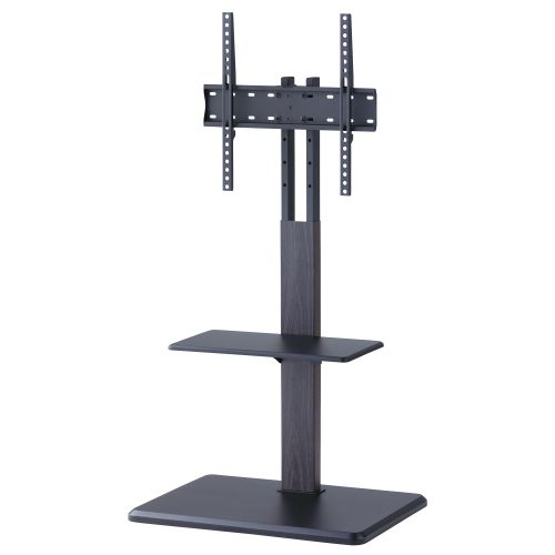 壁寄せテレビスタンド（左右首振り）/ブラック木目調KFシリーズ ～65V型対応