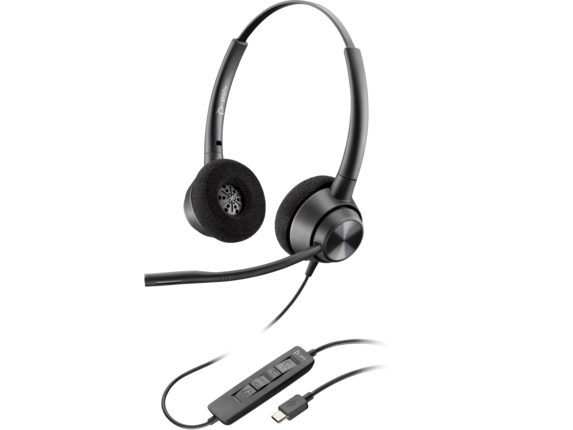 Poly EncorePro 320 USB-A 証 両耳 有線モデル ノイズキャンセリングマイク搭載 TAA(米国政府・軍向け調達基準)認