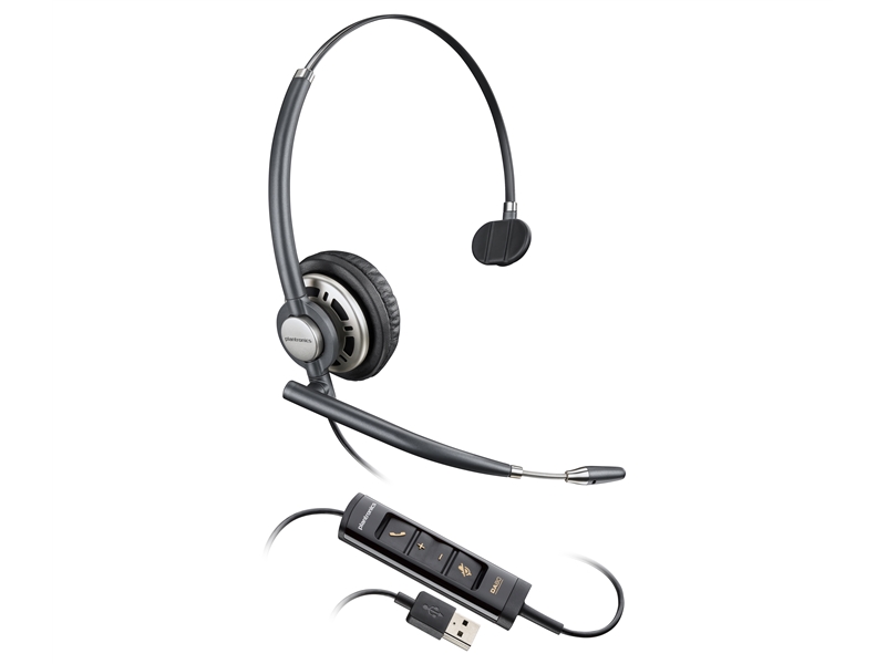 Poly EncorePro 715  USB-A TAA(米国政府・軍向け調達基準)認証 片耳 有線モデル ノイズキャンセリングマイク搭載 レザレットイヤークッション