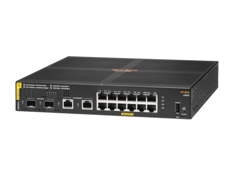 HPE Aruba Networking CX 6000 12G Class4 PoE 2G/2SFP 139W Switch