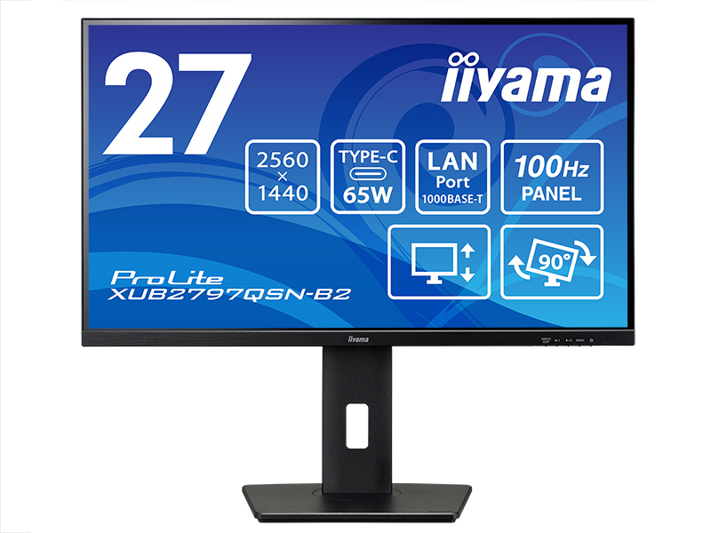 液晶ディスプレイ 27型/WQHD 2560×1440/USB Type-C(映像出力対応)×1、HDMI×1、DisplayPort×1/ブラック/スピーカー有/IPS方式/昇降/回転/LANポート有