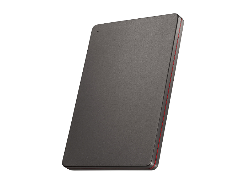 USB 5Gbps（USB3.2 Gen1）USB-C＆USB-A対応 ポータブルHDD「カクうす」 Black×Red 1TB