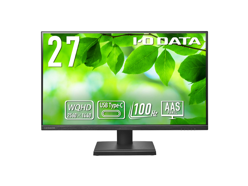 ワイド液晶ディスプレイ 27型/2560×1440/HDMI、DisplayPort、USB Type-C/ブラック/スピーカー：あり/USB Type-C搭載でノートPCへの給電可能/WQHD対応/100Hz/5年保証