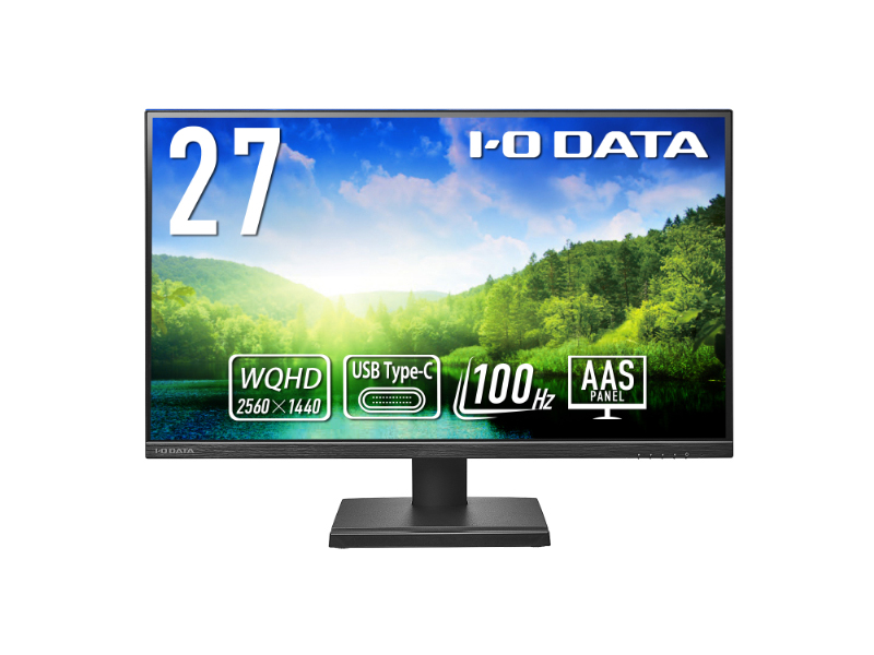 ワイド液晶ディスプレイ 27型/2560×1440/HDMI、DisplayPort、USB Type-C/ブラック/スピーカー：あり/USB Type-C搭載でノートPCへの給電可能/WQHD対応/100Hz/5年保証