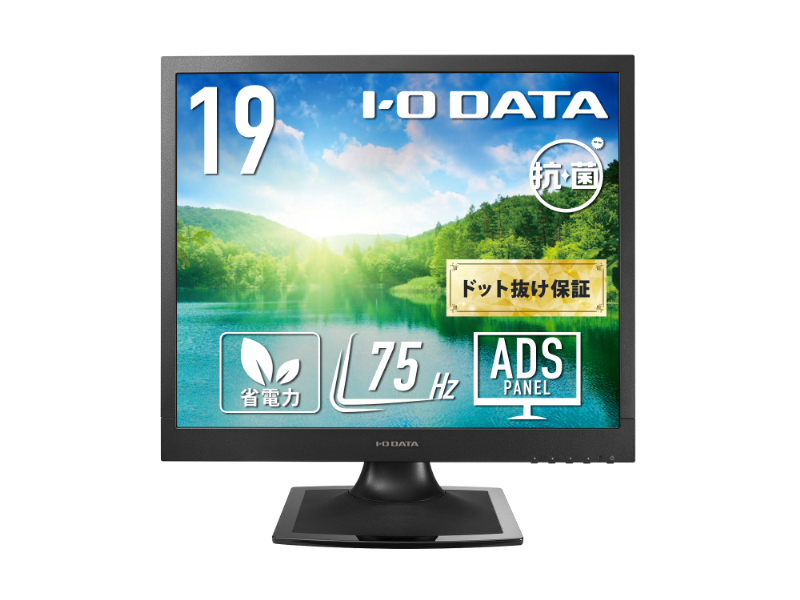 スクエア液晶ディスプレイ 19型/1280×1024/アナログRGB×1、DVI-D×1/ブラック/スピーカー：あり/広視野角パネル採用し、目に優しい機能搭載モデル/「5年保証」/抗菌