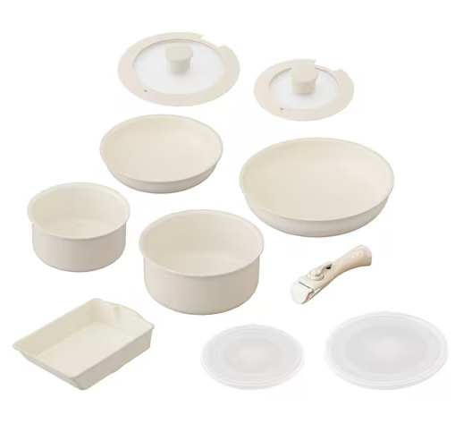 セラミックカラーパン10点セット グレージュ