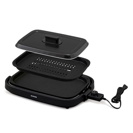 網焼き風ホットプレート 2枚プレート ブラック