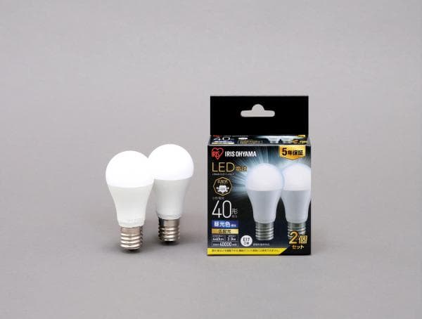 LED電球 E17 広配光 40形相当 昼光色 2個セット