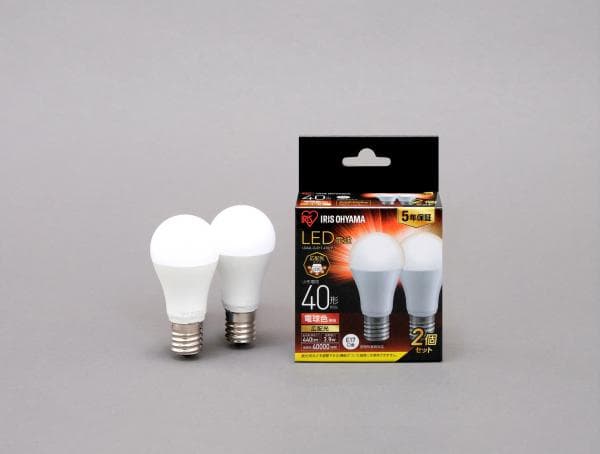 LED電球 E17 広配光 40形相当 電球色 2個セット