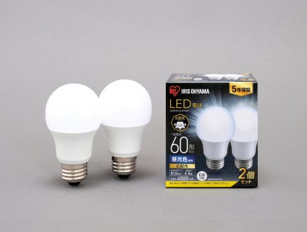 LED電球 E26 広配光 60形相当 昼光色 2個セット