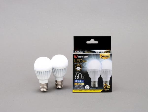 LED電球 E17 広配光 60形相当 昼光色 2個セット