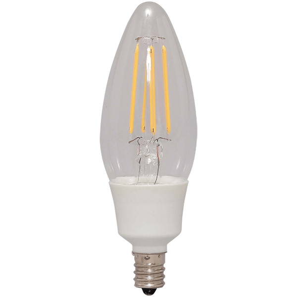 LEDフィラメント電球 E12タイプ40形相当 電球色 調光 クリアタイプ