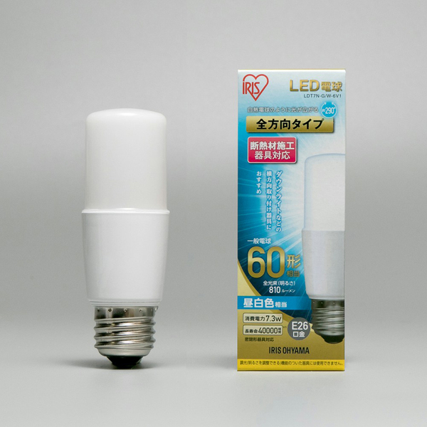 LED電球 E26 T形 60形相当 昼白色