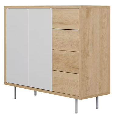 リビングキャビネット 金属脚付き ナチュラル/グレー