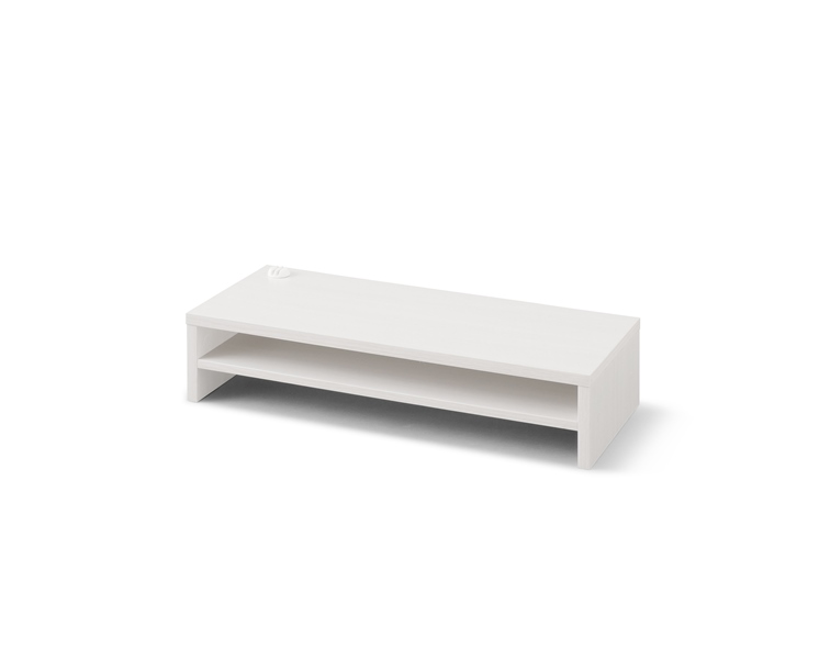 モニター台 棚板付き オフホワイト