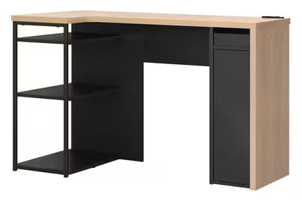 収納付きデスク ナチュラル/ブラック