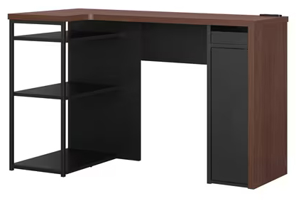 収納付きデスク ウォールナット/ブラック