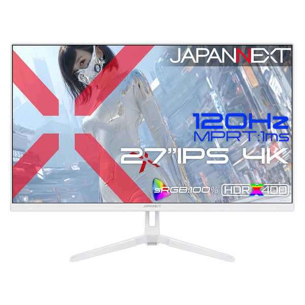 ゲーミング液晶ディスプレイ 27型/3840×2160/HDMI×2、DP×2/ホワイト/スピーカー有/2年保証