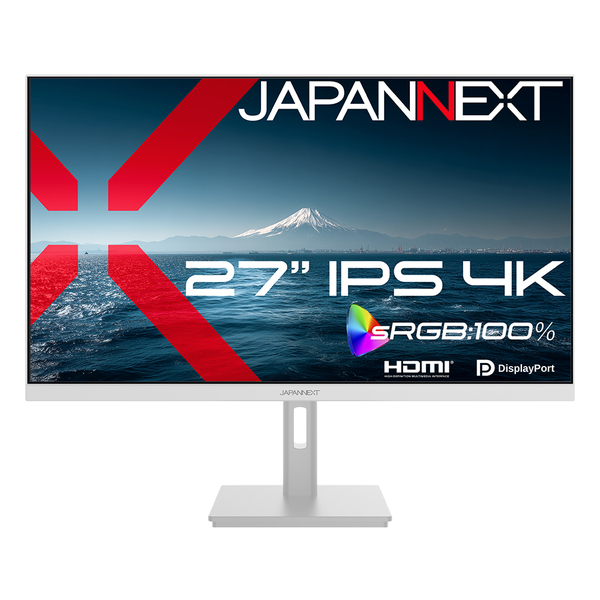 液晶ディスプレイ 27型/3840×2160/HDMI×2、DP×1/ホワイト/スピーカー有/2年保証