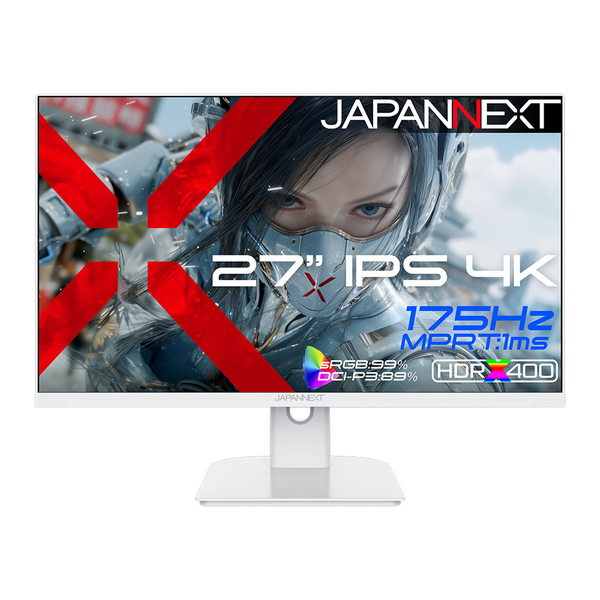 ゲーミング液晶ディスプレイ 27型/3840×2160/HDMI×2、DP×2/ホワイト/スピーカー有/2年保証