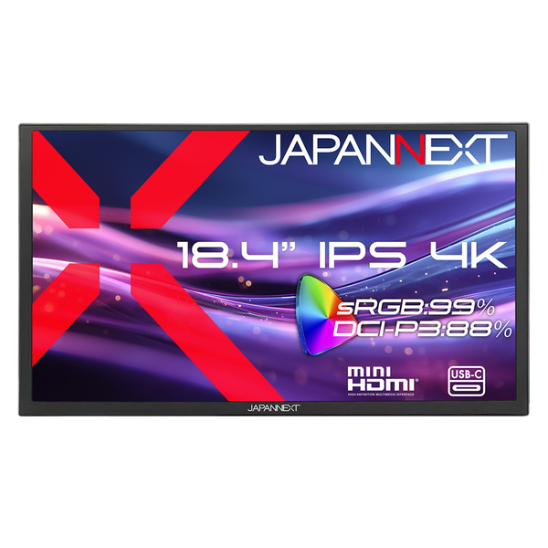 液晶ディスプレイ 18.4型/3840×2160/miniHDMI×1、USB-C×2/ブラック/スピーカー有/2年保証