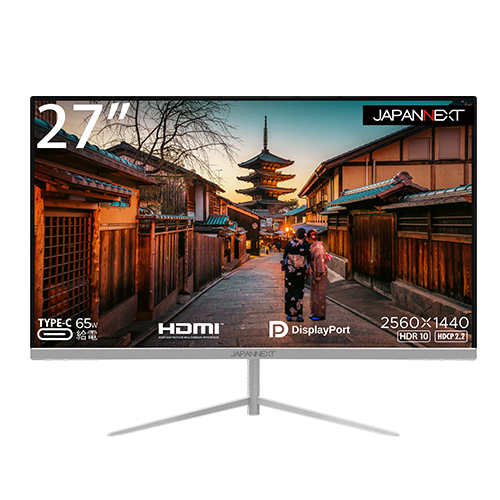 液晶ディスプレイ 27型/2560×1440/DP×1、HDMI×1、USB Type-C×1/シルバー/スピーカー：なし/65W給電/2年保証