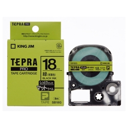 「テプラ」PROテープカートリッジ マットラベル（若葉色） 黒文字 18mm