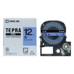 テプラPROテープカートリッジ カラーラベル（パステル） 青テープ/黒文字 12mm