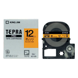 テプラPROテープカートリッジ カラーラベル（パステル） オレンジ/黒文字 12mm