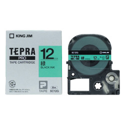 テプラPROテープカートリッジ カラーラベル（パステル） 緑テープ/黒文字 12mm