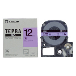 テプラPROテープカートリッジ カラーラベル（パステル） 紫テープ/黒文字 12mm