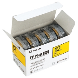 テプラPROテープカートリッジ エコパック（5個入り）カラーラベル 黄テープ/黒文字 12mm