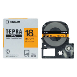 テプラPROテープカートリッジ カラーラベル（パステル） オレンジ/黒文字 18mm