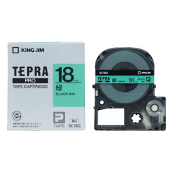 テプラPROテープカートリッジ カラーラベル（パステル） 緑テープ/黒文字 18mm