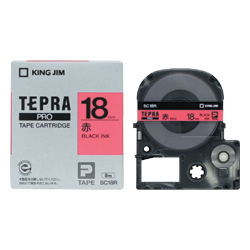 テプラPROテープカートリッジ カラーラベル（パステル） 赤テープ/黒文字 18mm