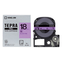 テプラPROテープカートリッジ カラーラベル（パステル） 紫テープ/黒文字 18mm