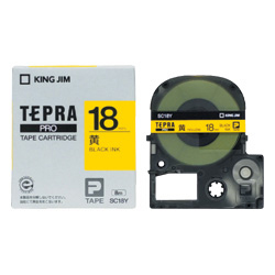 テプラPROテープカートリッジ カラーラベル（パステル） 黄テープ/黒文字 18mm