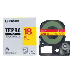 テプラPROテープカートリッジ カラーラベル（パステル） 黄テープ/赤文字 18mm