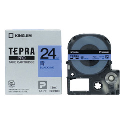テプラPROテープカートリッジ カラーラベル（パステル） 青テープ/黒文字 24mm