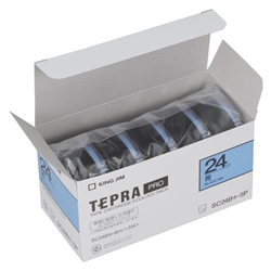 テプラPROテープカートリッジ エコパック（5個入り）カラーラベル 青テープ/黒文字 24mm