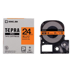 テプラPROテープカートリッジ カラーラベル（パステル） オレンジ/黒文字 24mm