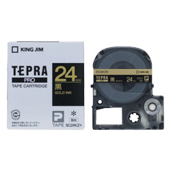 テプラPROテープカートリッジ カラーラベル（パステル） 黒テープ/金文字 24mm