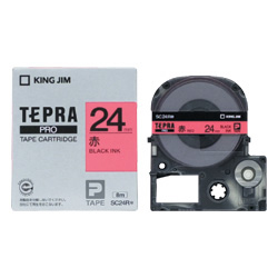 テプラPROテープカートリッジ カラーラベル（パステル） 赤テープ/黒文字 24mm