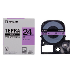 テプラPROテープカートリッジ カラーラベル（パステル） 紫テープ/黒文字 24mm