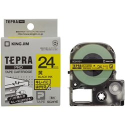 テプラPROテープカートリッジ キレイにはがせるラベル 黄テープ/黒文字 24mm