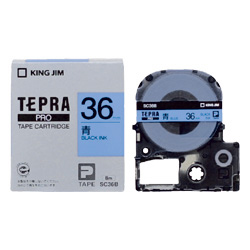 テプラPROテープカートリッジ カラーラベル（パステル） 青テープ/黒文字 36mm