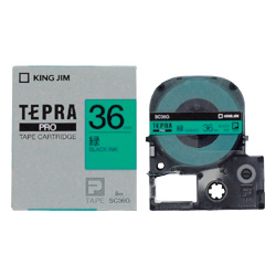 テプラPROテープカートリッジ カラーラベル（パステル） 緑テープ/黒文字 36mm